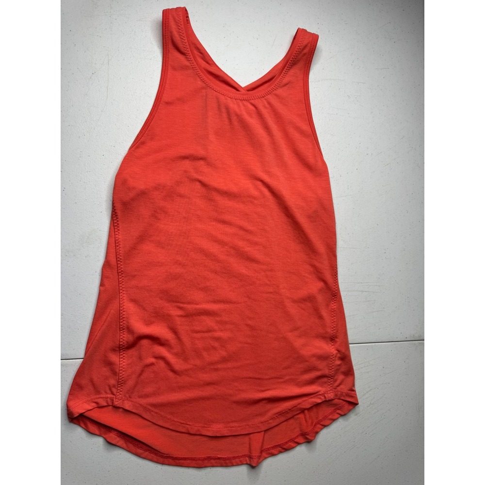 Athleta Essence Cross Back Tank Top Coral Orange‎ XXS Activewear Yoga Gym Top